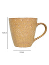 VON CASA Ceramic Coffee Mug - 320 Ml, Beige & Engrabed - MARKET 99