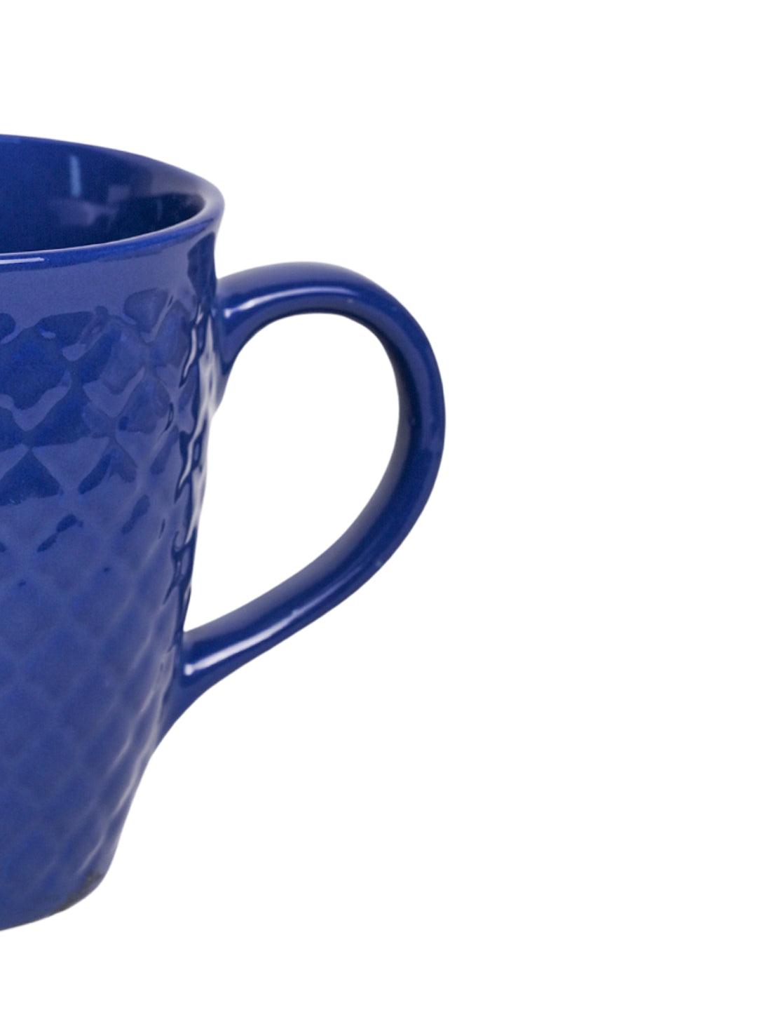 VON CASA Ceramic Coffee Mug - 320 Ml, Blue & Engrabed - MARKET 99