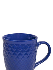 VON CASA Ceramic Coffee Mug - 320 Ml, Blue & Engrabed - MARKET 99