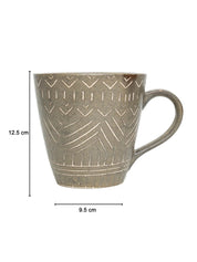 VON CASA Ceramic Coffee Mug - 320 Ml, Brown & Engrabed - MARKET 99