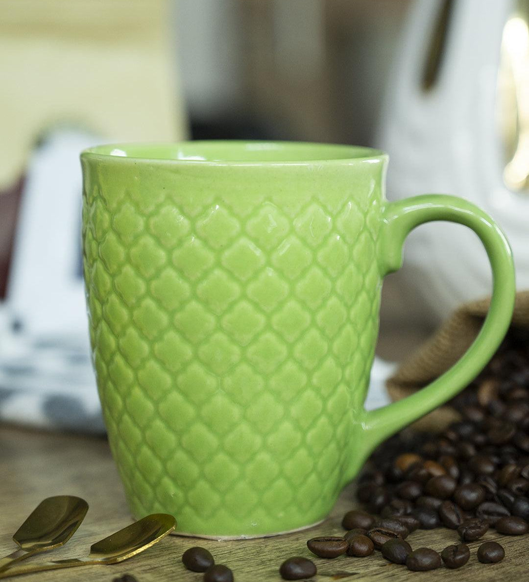 VON CASA Ceramic Coffee Mug - 320 Ml, Green - MARKET 99