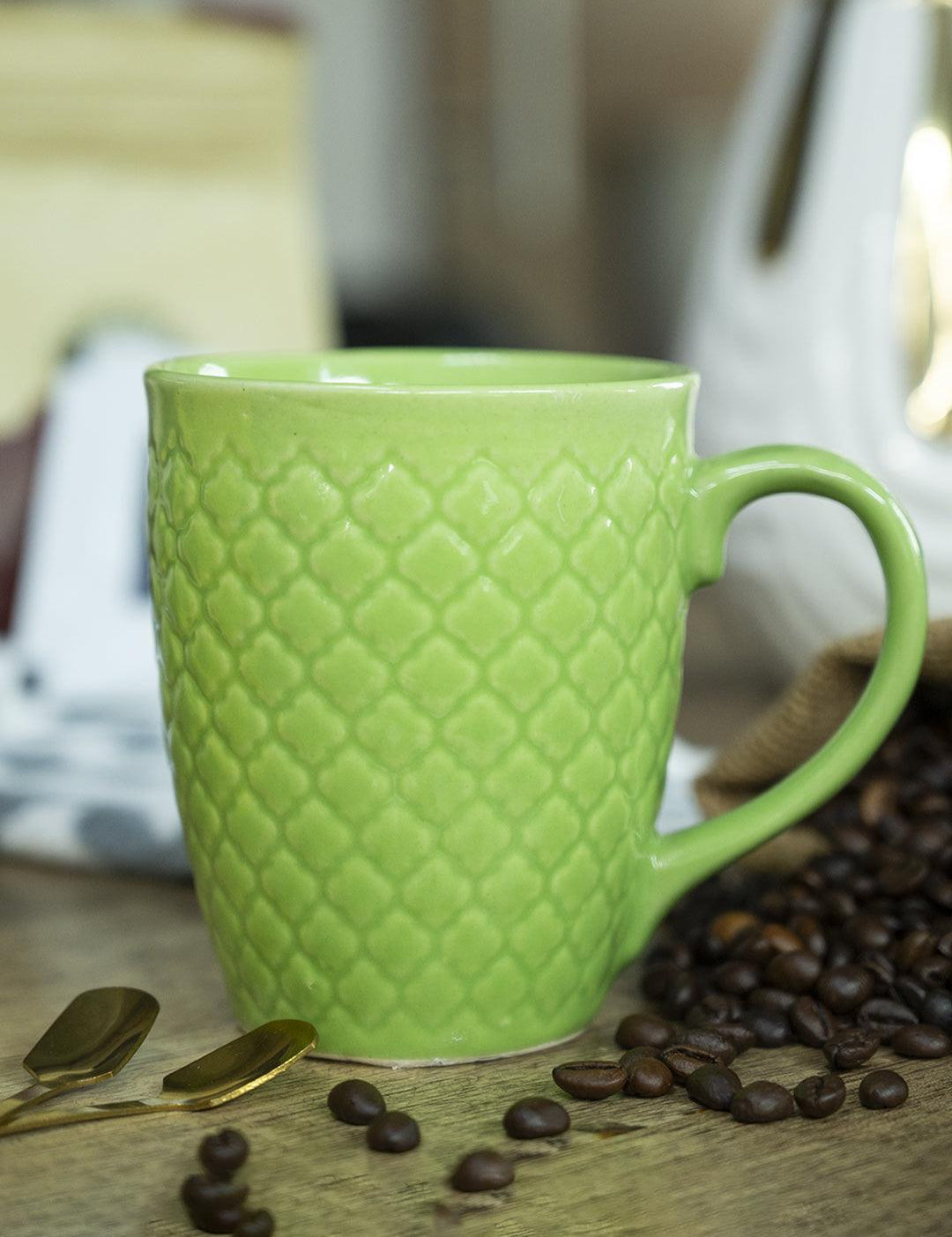 VON CASA Ceramic Coffee Mug - 320 Ml, Green - MARKET 99