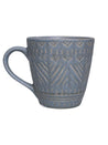 VON CASA Ceramic Coffee Mug - 320 Ml, Light Blue & Engrabed - MARKET 99