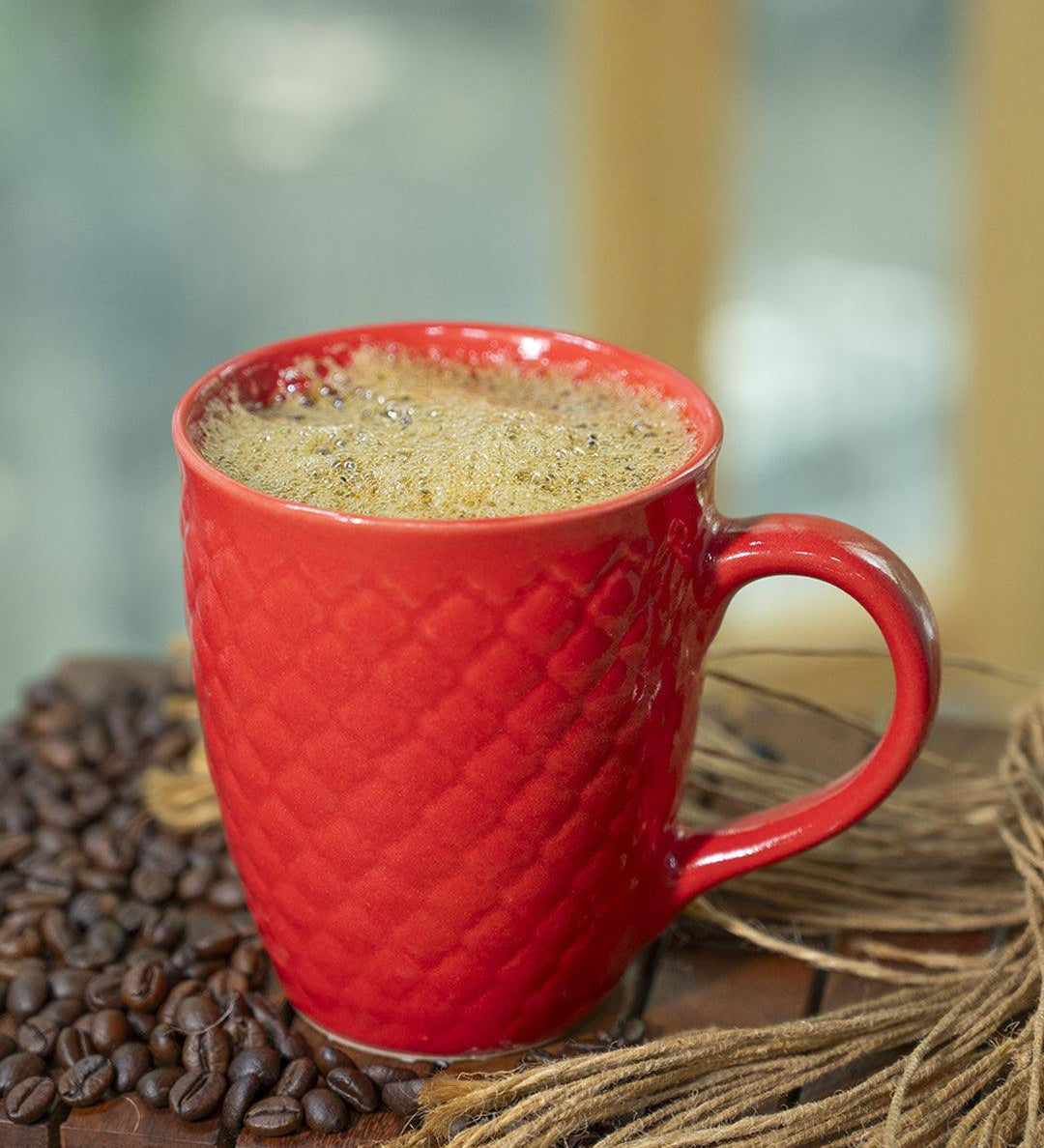 VON CASA Ceramic Coffee Mug - 320 Ml, Red - MARKET 99