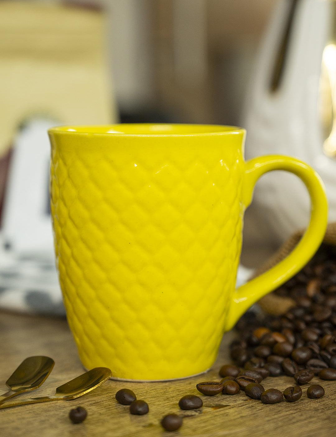 VON CASA Ceramic Coffee Mug - 320 Ml, Yellow - MARKET 99