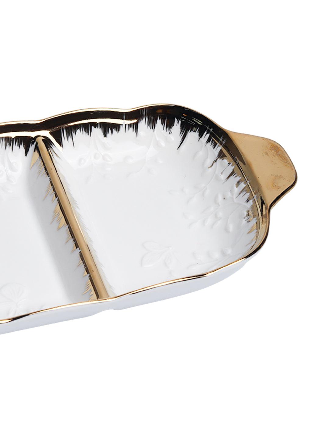 VON CASA Golden Edge White Dish - MARKET 99