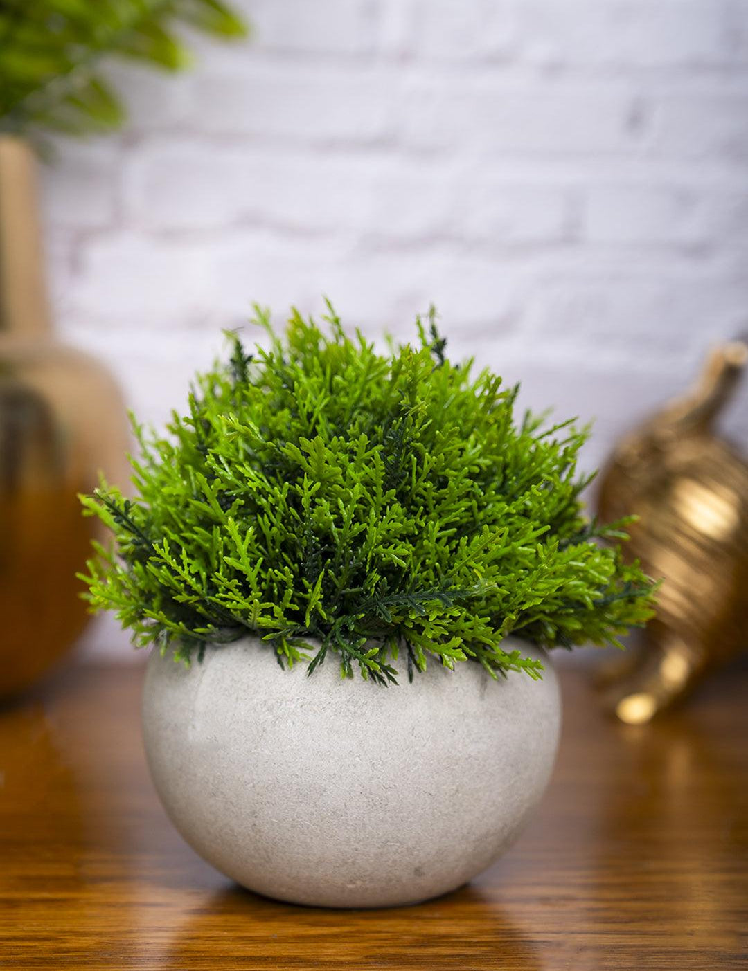 VON CASA Green Artificial Potted Plant - Stone Finish - MARKET 99