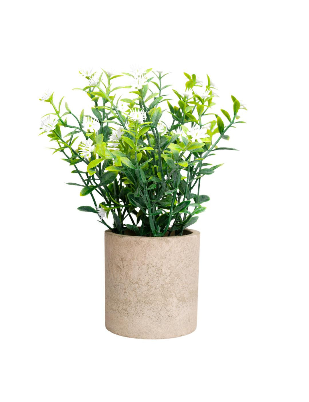 VON CASA White Artificial Potted Plant - Stone Finish - MARKET 99