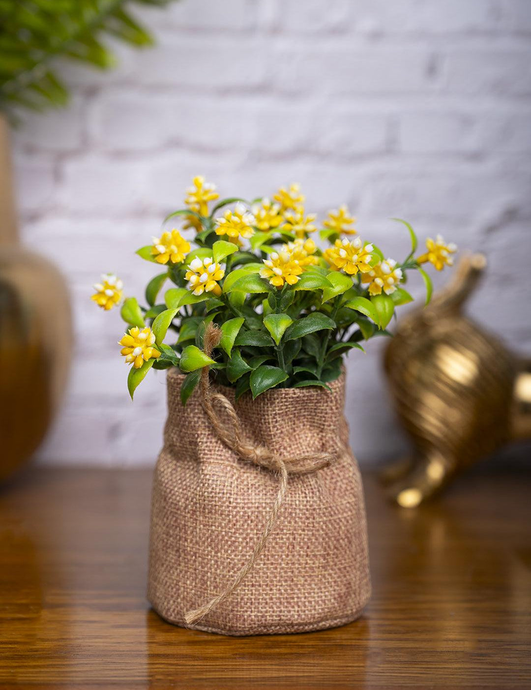 VON CASA Yellow Artificial Potted Plant - Knitted - MARKET 99