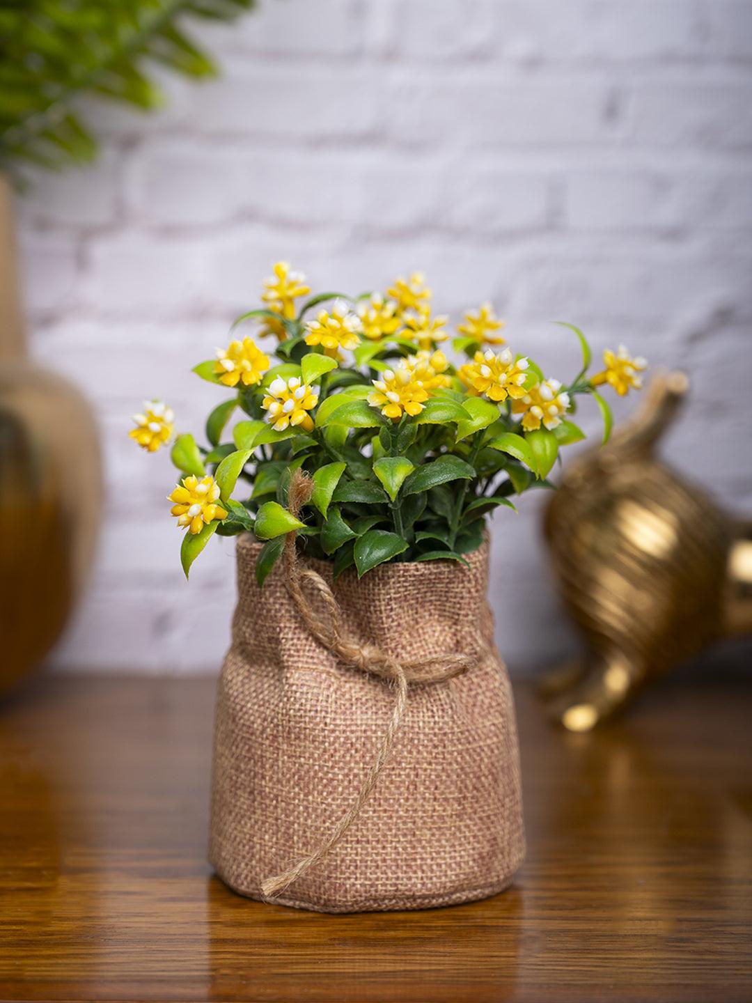 VON CASA Yellow Artificial Potted Plant - Knitted - MARKET 99