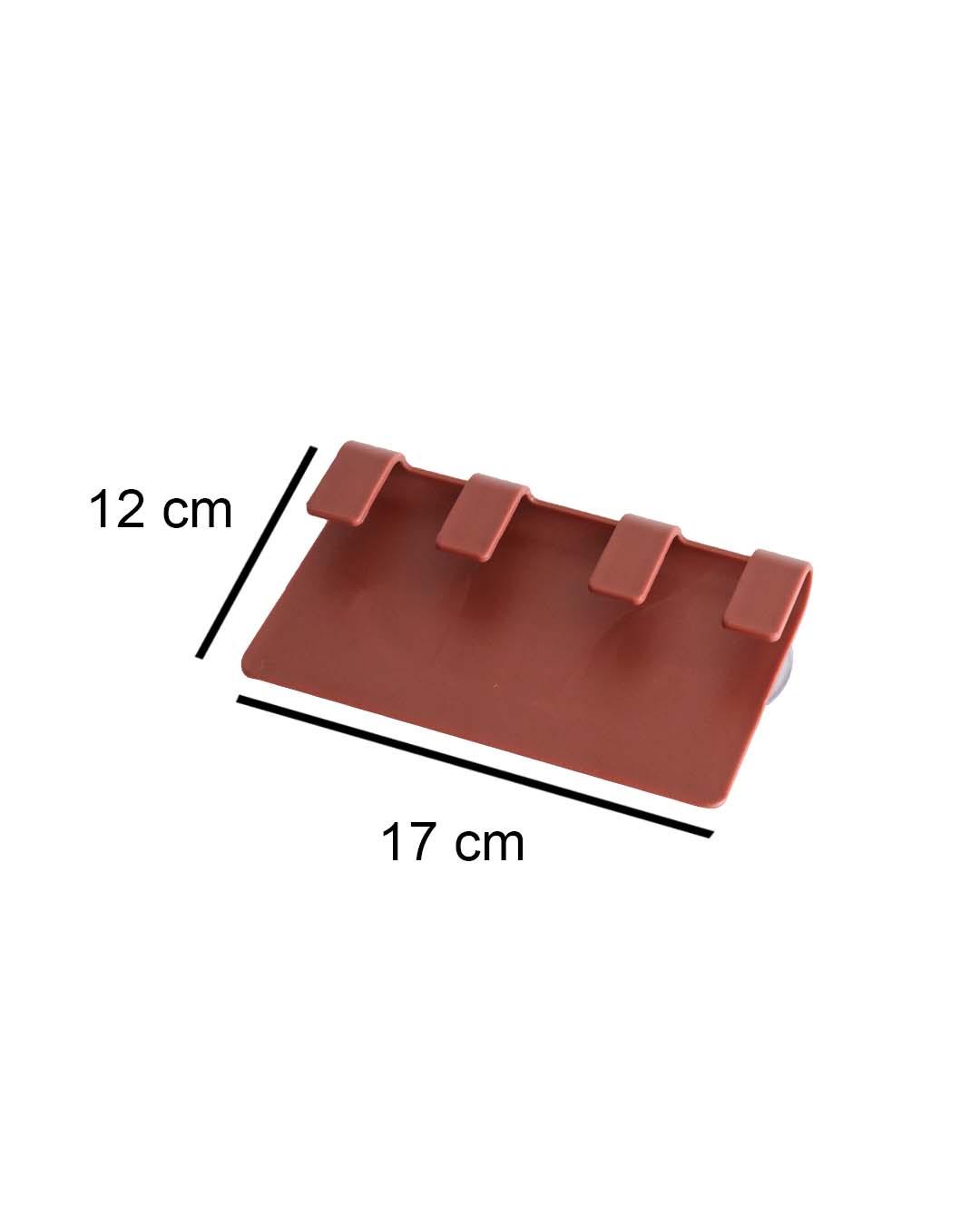Wall Hook, with 4 Knobs, Burgundy, Plastic - MARKET 99
