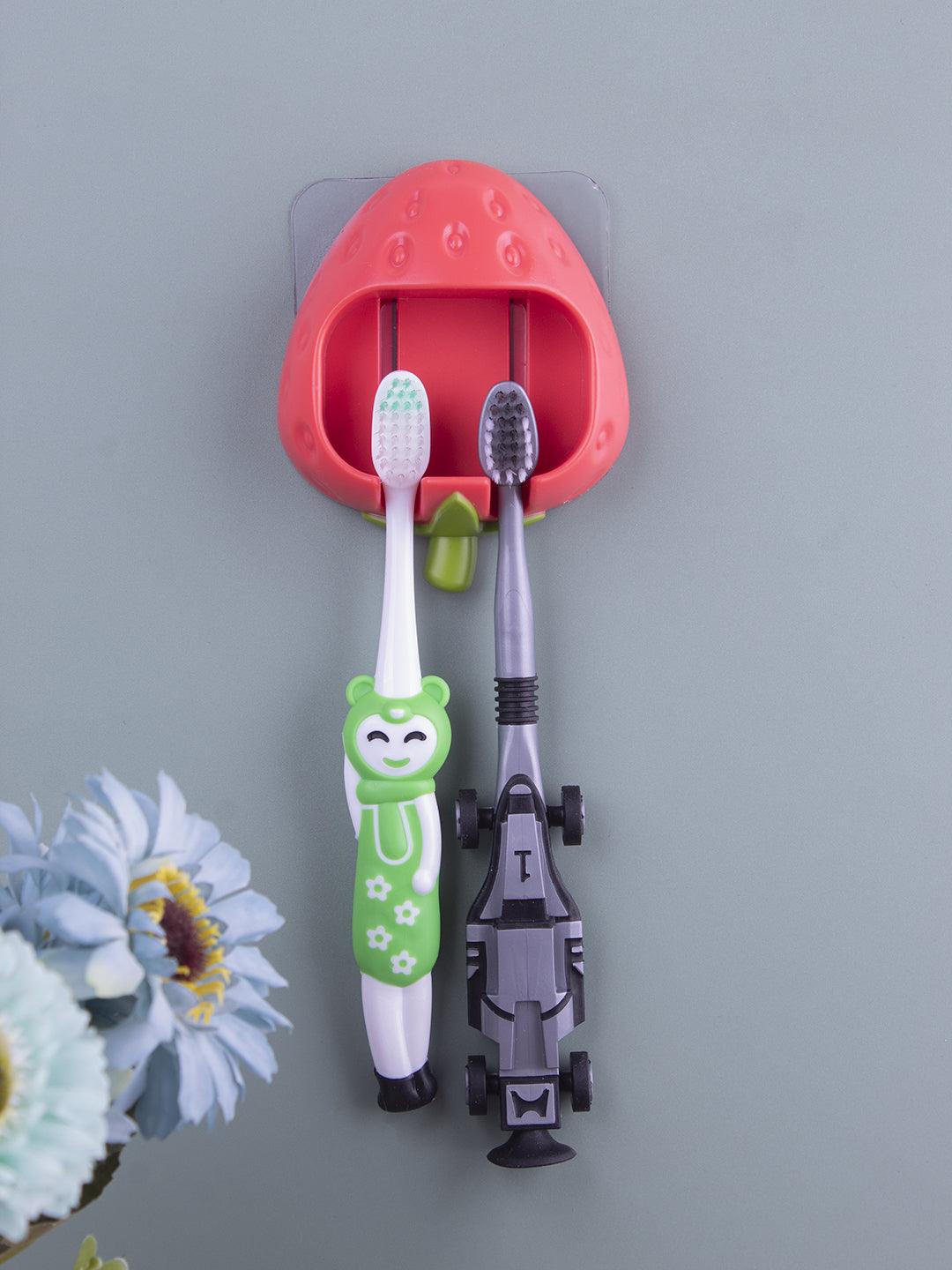 Wall Mount Tooth Brush Holder With 2 Brush - Strawberry Style Holder