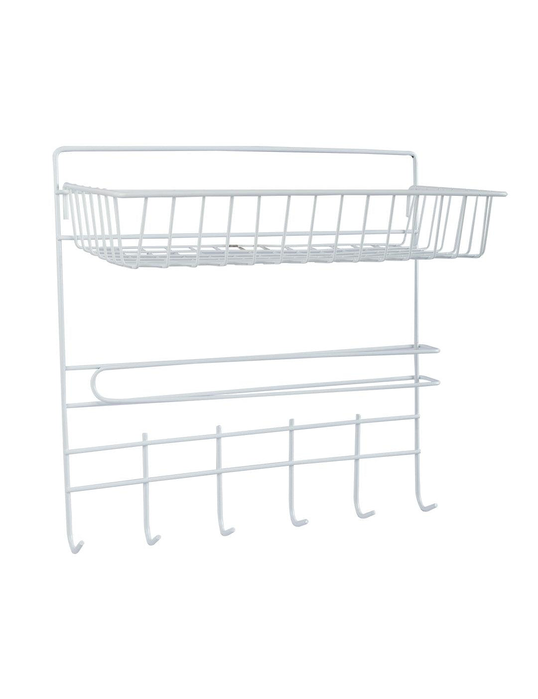 Wall Mounted Kitchen Shelf Storage Rack With Hooks - MARKET 99