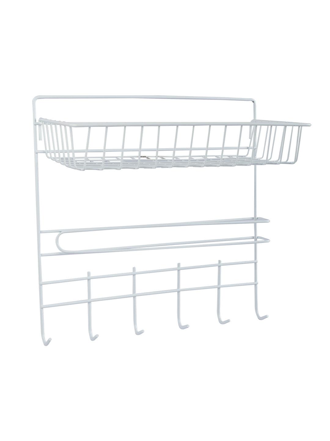 Wall Mounted Kitchen Shelf Storage Rack With Hooks - MARKET 99