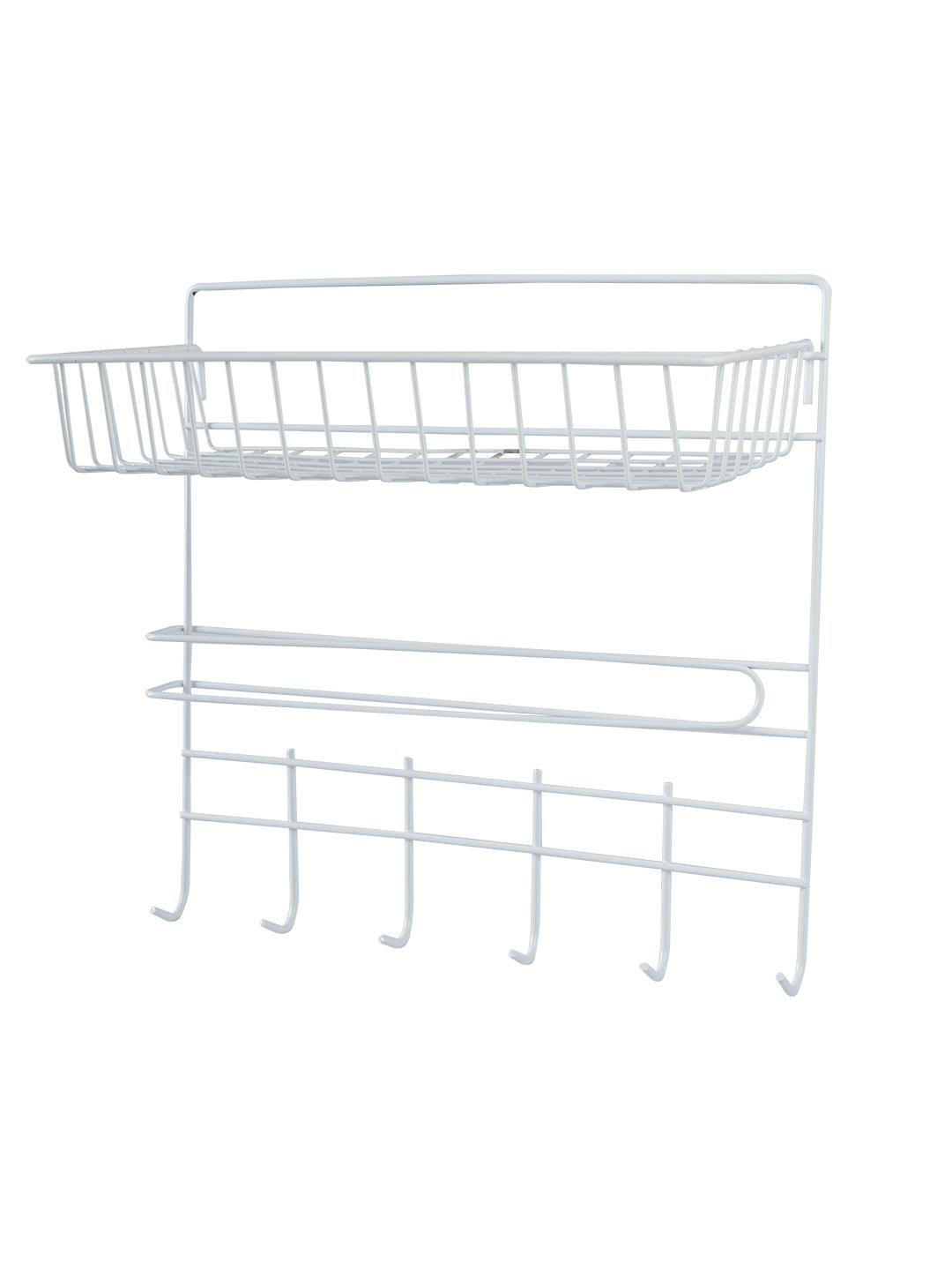 Wall Mounted Kitchen Shelf Storage Rack With Hooks - MARKET 99