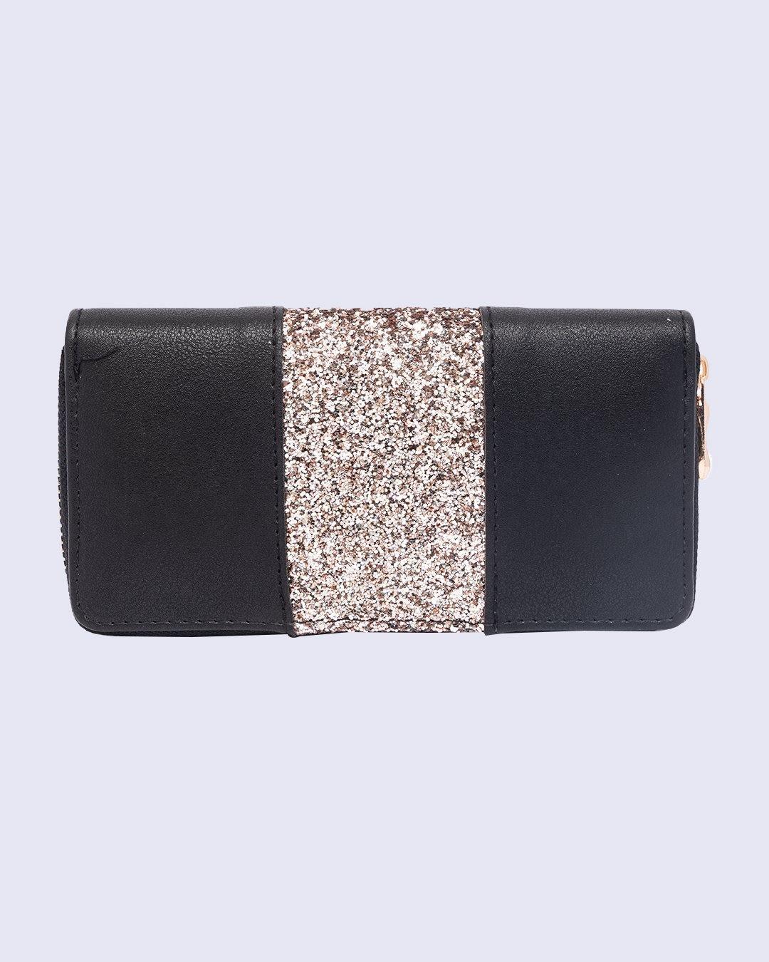 Wallet, Purse, Glitter Design, for Women, Black, Rexine - MARKET 99
