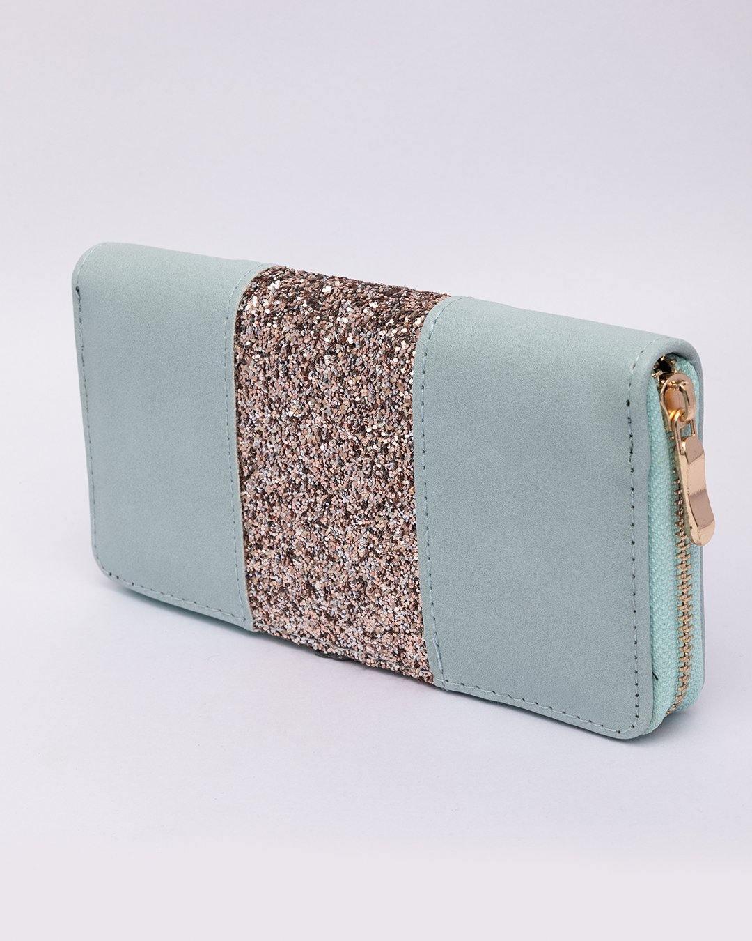 Wallet, Purse, Glitter Design, for Women, Blue, Rexine - MARKET 99