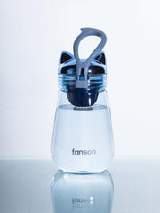 Water Bottle with Cat Shaped Cap, Sky Blue, Plastic, 350 mL - MARKET 99