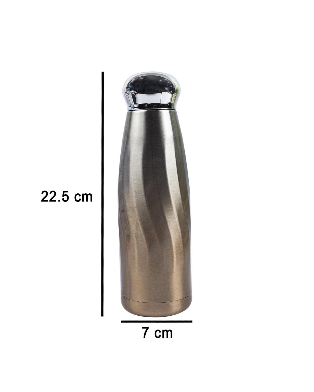 Water Bottle with Dual Shade, Temperature Retention, Golden Colour, Stainless Steel, 350 mL - MARKET 99