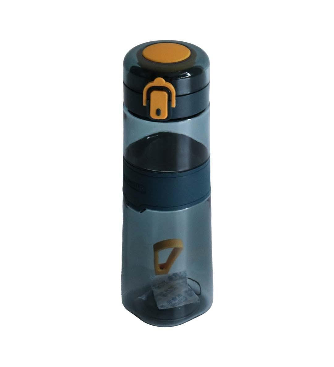 Water Bottle with Push Button Cap & Rubber Grip, Dark Blue, Plastic, 540 mL - MARKET 99