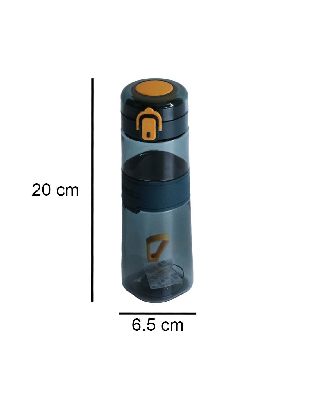 Water Bottle with Push Button Cap & Rubber Grip, Dark Blue, Plastic, 540 mL - MARKET 99
