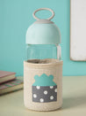 Water Bottle with Sleeve, Green, Glass, 350 mL - MARKET 99