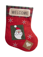 Welcome & Santa Print - Christmas Hanging Stocking Set Of 2 Pcs - MARKET 99