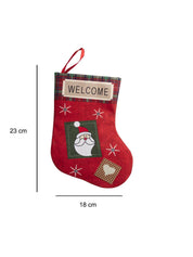 Welcome & Santa Print - Christmas Hanging Stocking Set Of 2 Pcs - MARKET 99