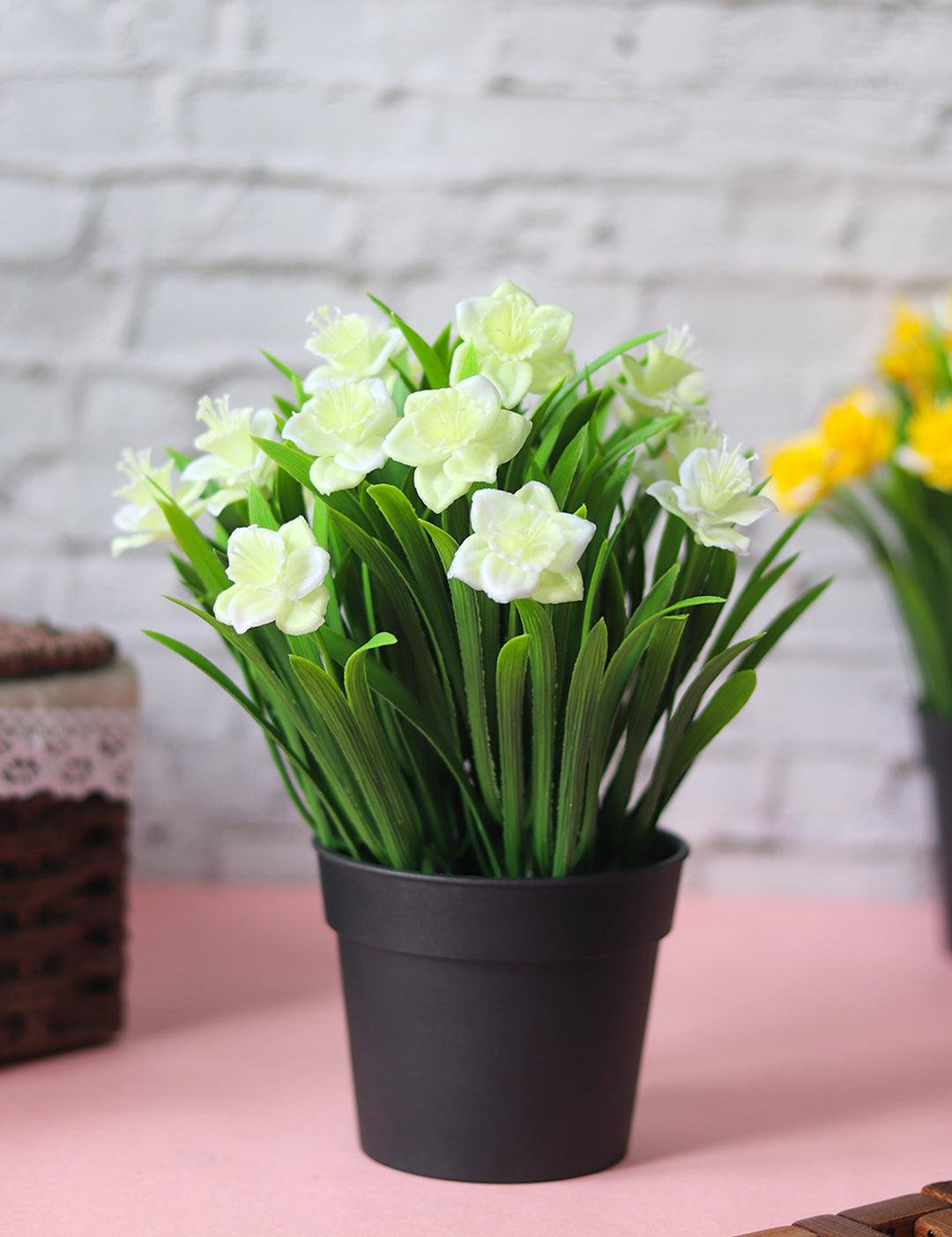 White Artificial Flower With Pot - MARKET 99