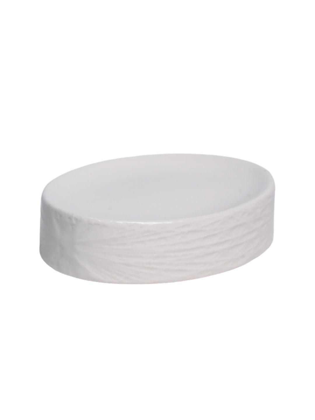 White Ceramic Bathroom Set - Matte, Geometric Pattern - MARKET 99