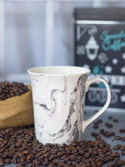 White Coffee Mug - 380 Ml, Marble Finish - MARKET 99