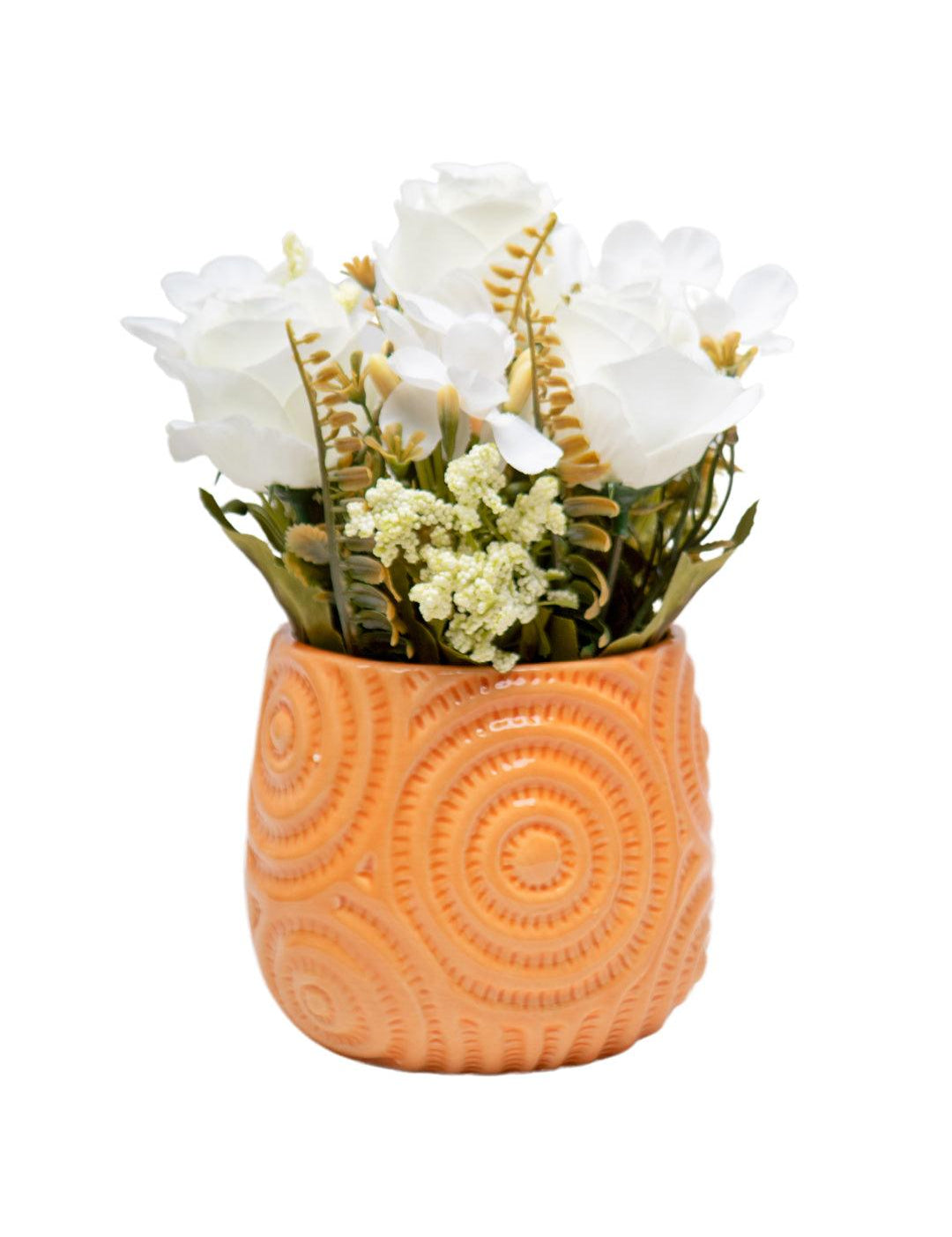 White Flower Roses With Pot - MARKET 99