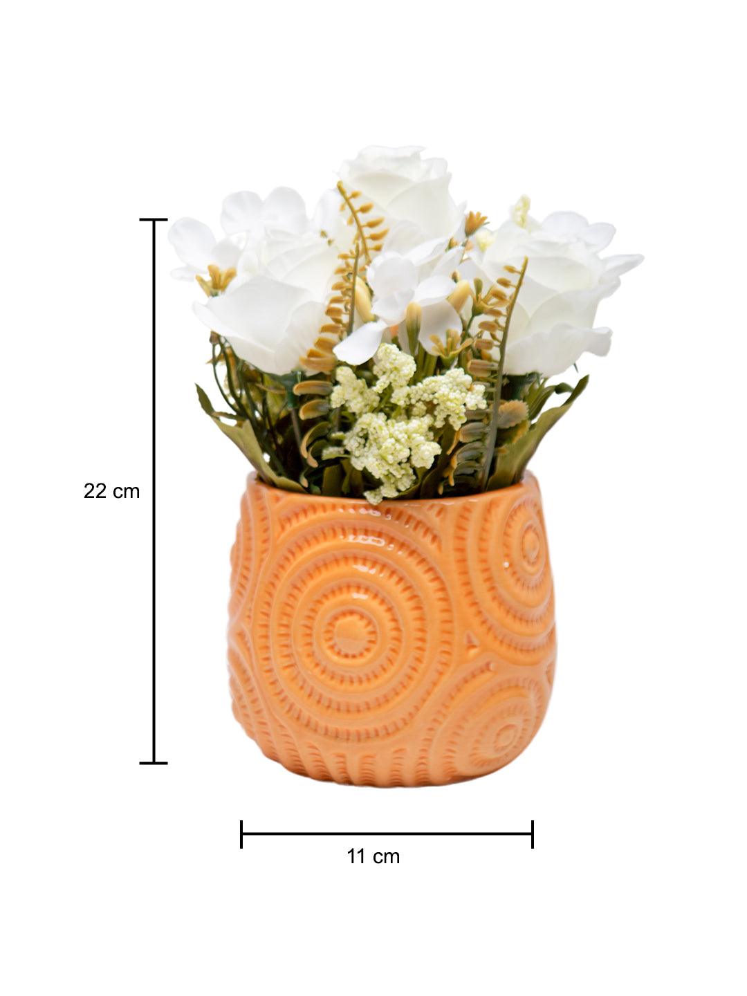 White Flower Roses With Pot - MARKET 99