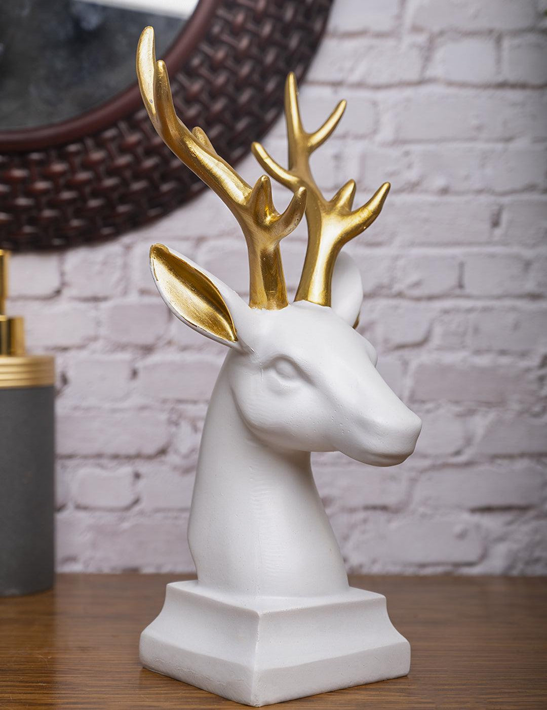 White Glossy Reindeer Head Shaped Decorative Deer - MARKET 99