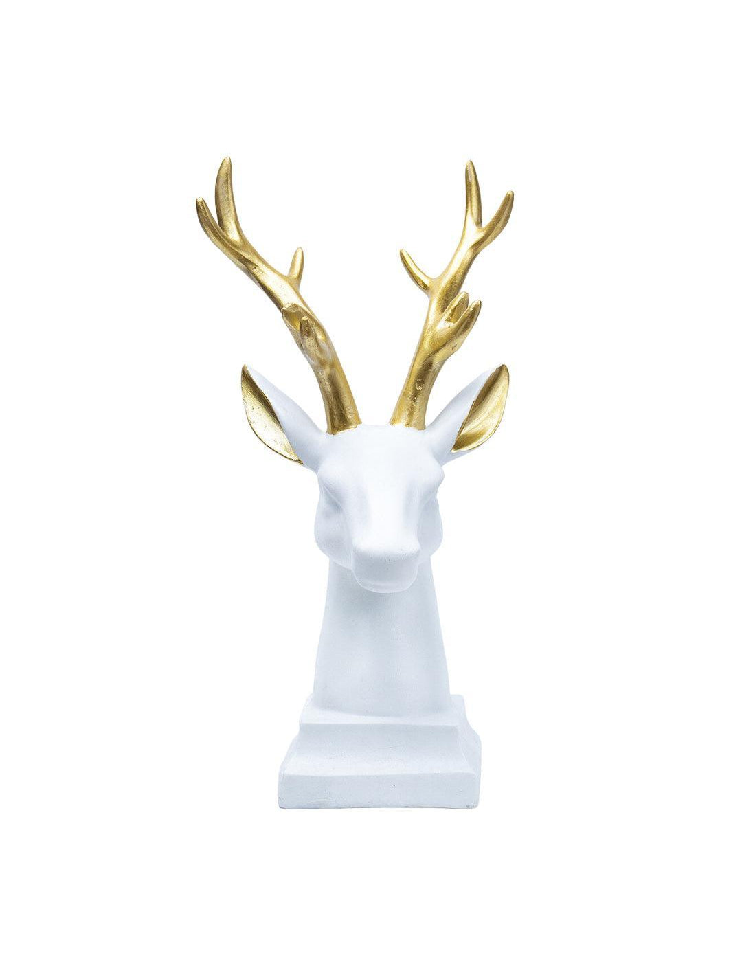 White Glossy Reindeer Head Shaped Decorative Deer - MARKET 99