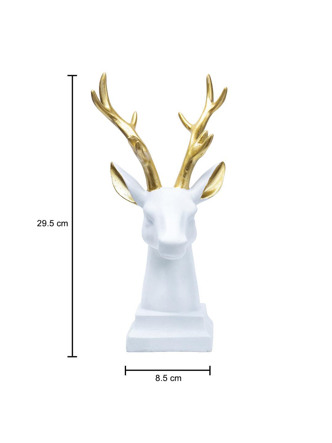 White Glossy Reindeer Head Shaped Decorative Deer - MARKET 99