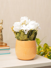 White Roses With Brown Pot - MARKET 99