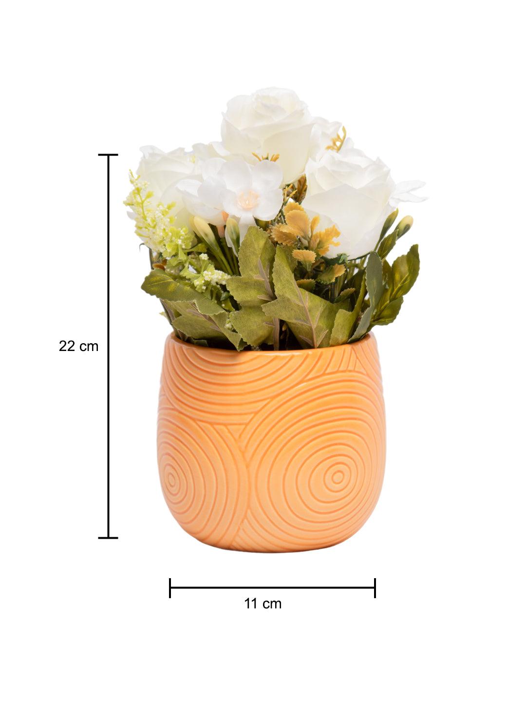 White Roses With Brown Pot - MARKET 99