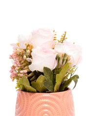 White Roses With Pink Pot - MARKET 99