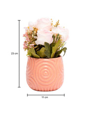 White Roses With Pink Pot - MARKET 99