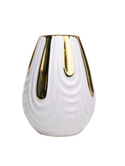 White Textured Vase with Gold Design - MARKET 99