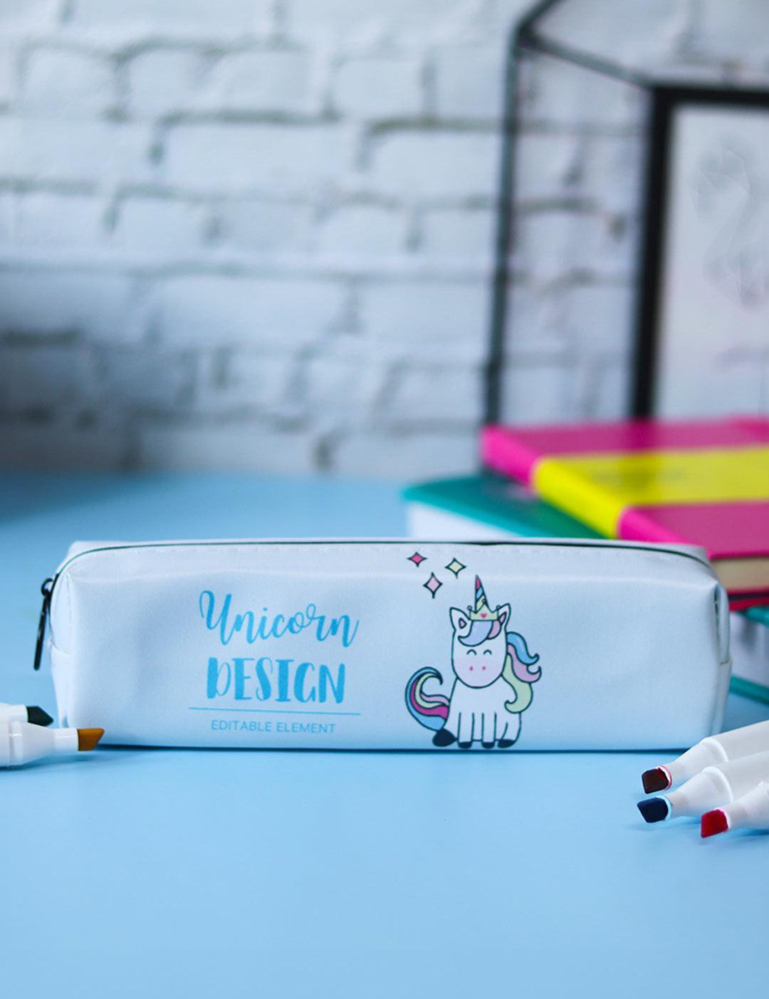 White Unicorn Cute Pencil Pouch - MARKET 99
