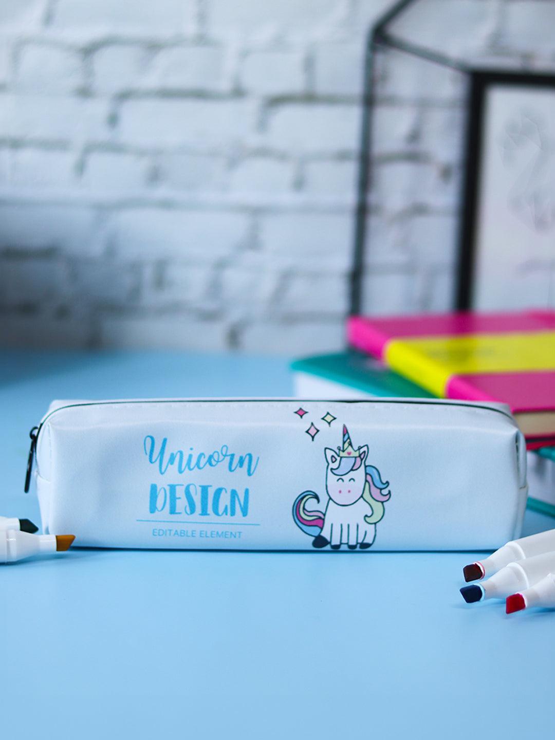 White Unicorn Cute Pencil Pouch - MARKET 99