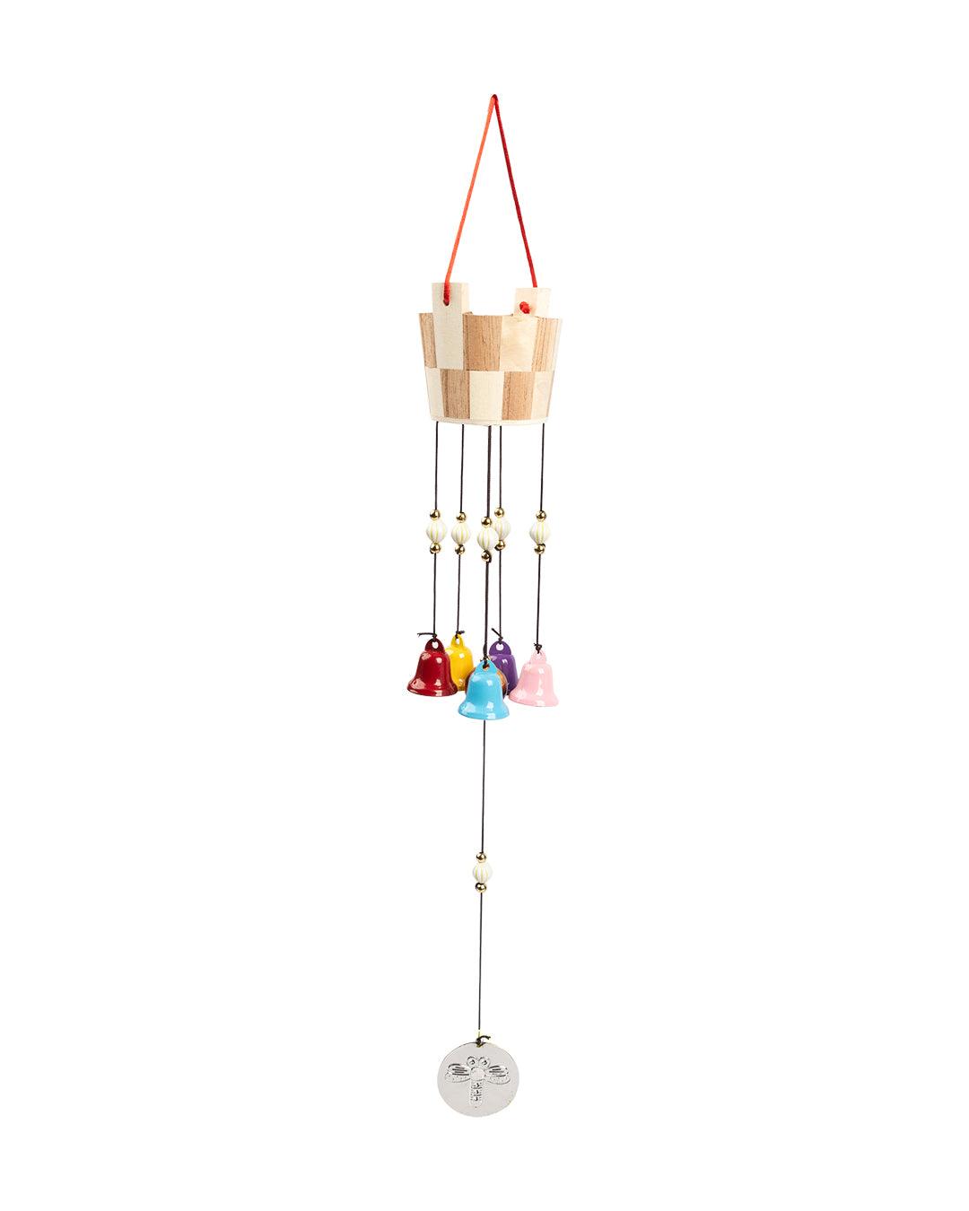 Wind Chime, Wooden Finish, Multicolour, Aluminium - MARKET 99