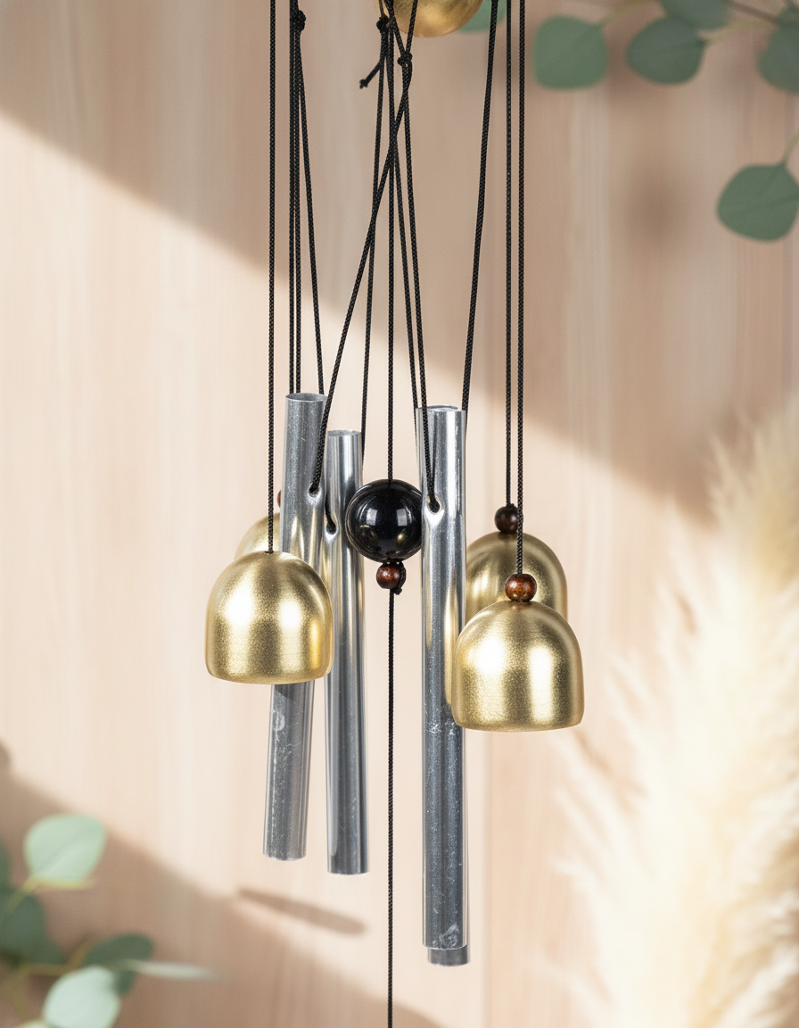 Wind Chimes, Soothing Sound, for Indoor & Outdoor Décor, Silver, Aluminium