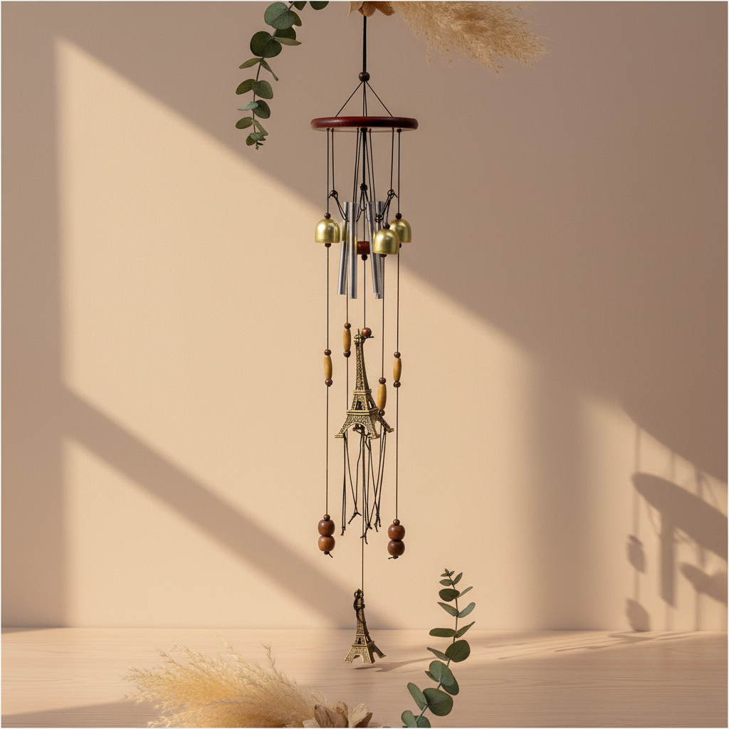 Wind Chimes, Soothing Sound, for Indoor & Outdoor Décor, Silver, Aluminium