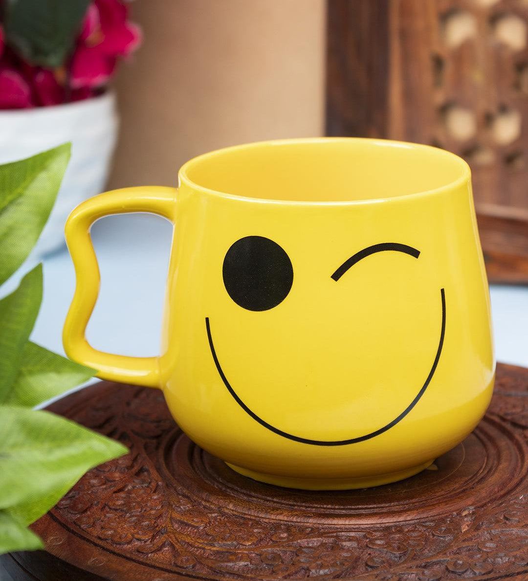 'Winking Face Emoji' Tea & Coffee Mug in Ceramic ( 530 mL, Microwave Safe) - MARKET 99