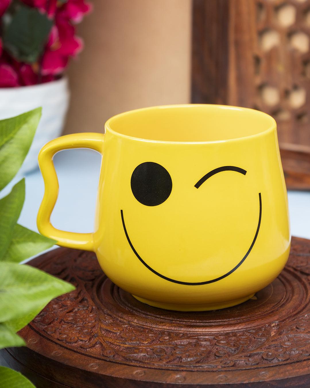 'Winking Face Emoji' Tea & Coffee Mug in Ceramic ( 530 mL, Microwave Safe) - MARKET 99