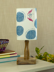 Wooden Table Lamp With Bird Print Shade - MARKET 99