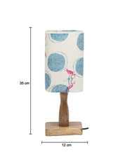 Wooden Table Lamp With Bird Print Shade - MARKET 99